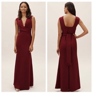 BHLDN Anthropologie Fira Maxi Bridesmaids Dress - size 10 - wine color